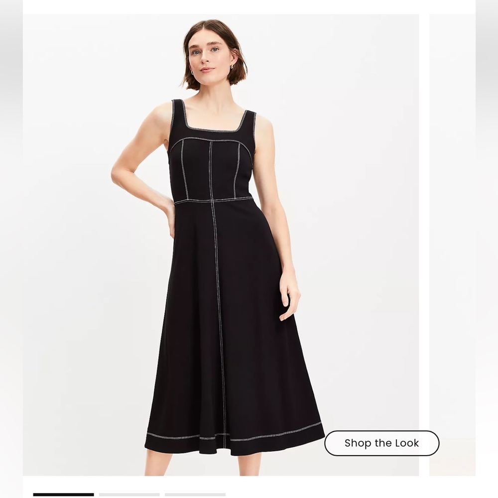 NWT Loft pointe square neck midi dress - 6